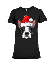 Boston Terrier Santa Christmas Kids Boys Girls Gifts Premium Fit Ladies Tee tile
