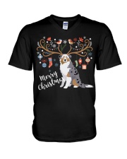 Australian Shepherd Gift Dog Christmas Design V-Neck T-Shirt tile