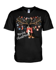 Christmas Bernese Mountain Dog V-Neck T-Shirt tile
