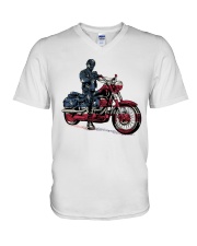 Old Man On Motorcycle V-Neck T-Shirt thumbnail