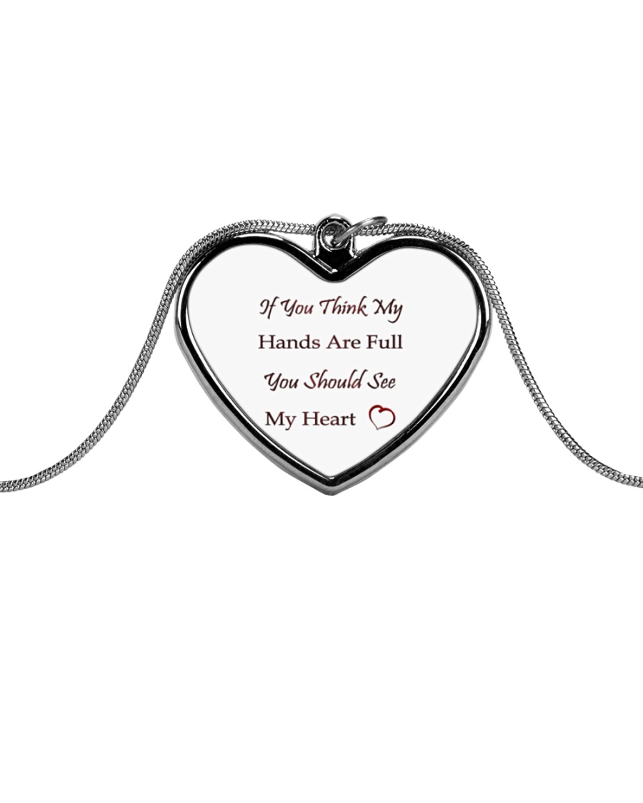 Hands Are Full Necklace Metallic Heart Necklace