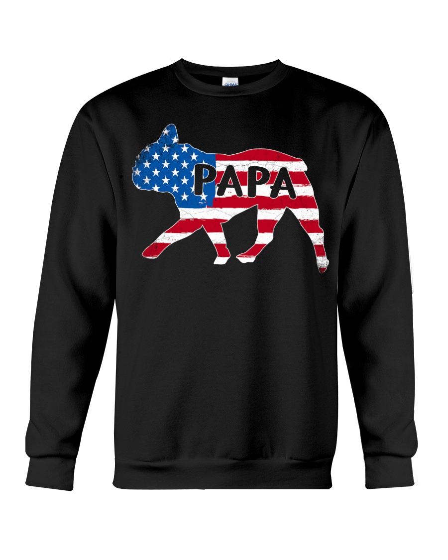 Papa French Bulldog American Flag Shirt Crewneck Sweatshirt
