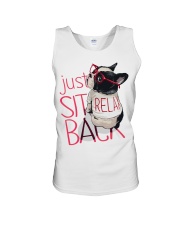 Frenchie Just Sit Relax Back Unisex Tank thumbnail