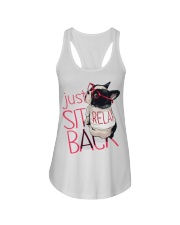 Frenchie Just Sit Relax Back Ladies Flowy Tank thumbnail