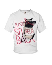 Frenchie Just Sit Relax Back Youth T-Shirt thumbnail