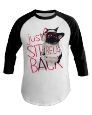Frenchie Just Sit Relax Back Baseball Tee thumbnail