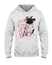 Frenchie Just Sit Relax Back Hooded Sweatshirt thumbnail