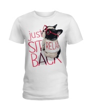 Frenchie Just Sit Relax Back Ladies T-Shirt thumbnail