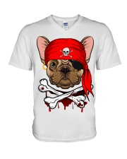 French bulldog Pirate Halloween Costume V-Neck T-Shirt thumbnail