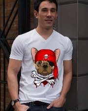 French bulldog Pirate Halloween Costume V-Neck T-Shirt lifestyle-mens-vneck-front-2