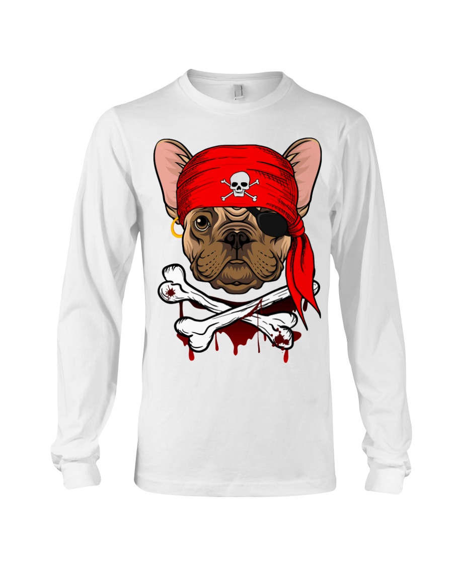 French bulldog Pirate Halloween Costume Long Sleeve Tee