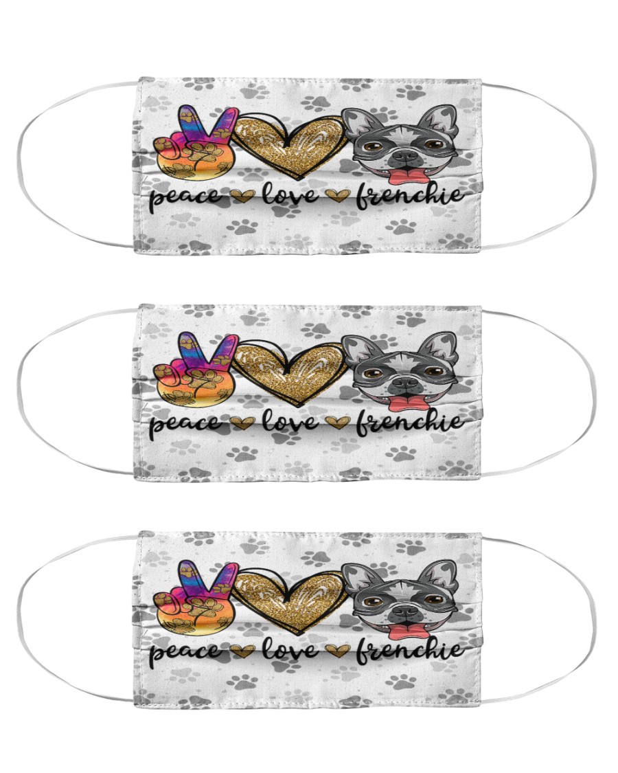 Peace Love Frenchie Face Mask Cloth Face Mask - 3 Pack