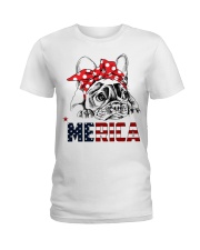 FRENCHIE-MERICA-With-Red-Bandana Ladies T-Shirt thumbnail
