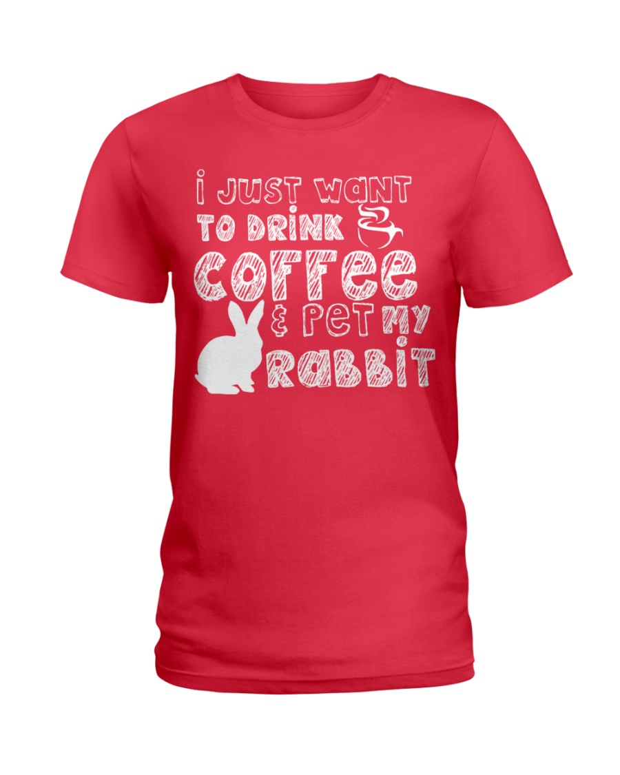 Coffee And Pet My Rabbit T-Shirt Ladies T-Shirt
