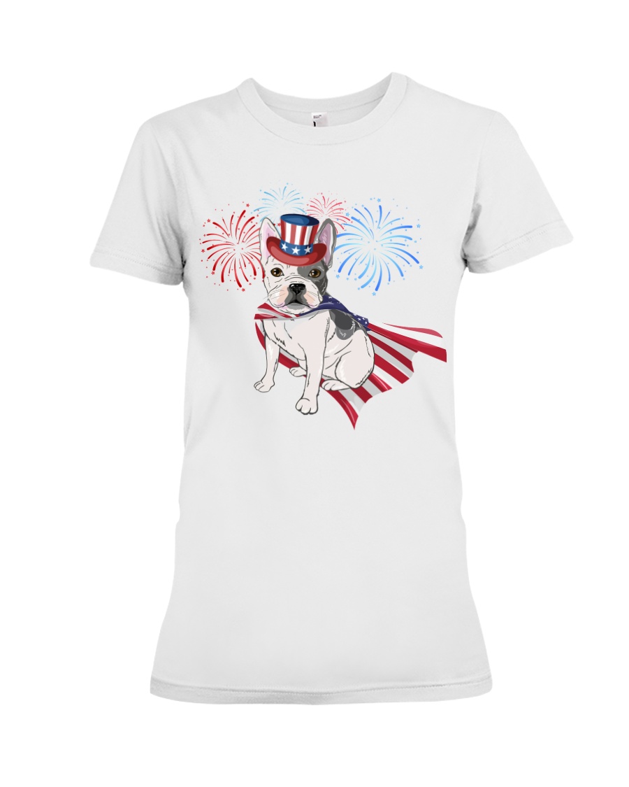 Frenchie America-Cloak Patriot-Hat 4th 7 Premium Fit Ladies Tee