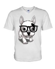 Frenchie Puppy With Glasses T Shirt V-Neck T-Shirt thumbnail