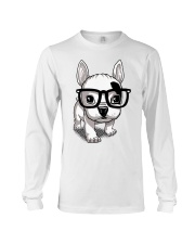 Frenchie Puppy With Glasses T Shirt Long Sleeve Tee thumbnail