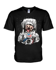 Frenchie Astronaut Suit V-Neck T-Shirt thumbnail