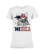 Frenchie Dog USA Flag Headband Gift Premium Fit Ladies Tee front