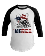 Frenchie Dog USA Flag Headband Gift Baseball Tee thumbnail