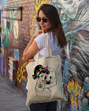 Frenchie With Hippie Woman Tote Bag lifestyle-totebag-front-1