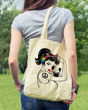 Frenchie With Hippie Woman Tote Bag lifestyle-totebag-front-5