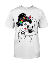 Frenchie With Hippie Woman Classic T-Shirt thumbnail