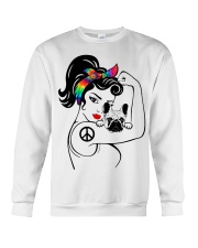 Frenchie With Hippie Woman Crewneck Sweatshirt front