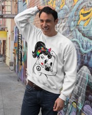 Frenchie With Hippie Woman Crewneck Sweatshirt lifestyle-unisex-sweatshirt-front-4