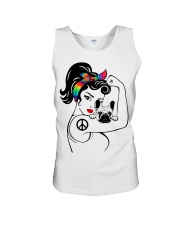 Frenchie With Hippie Woman Unisex Tank thumbnail