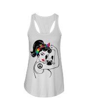 Frenchie With Hippie Woman Ladies Flowy Tank thumbnail