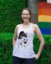 Frenchie With Hippie Woman Ladies Flowy Tank lifestyle-bellaflowy-tank-front-2