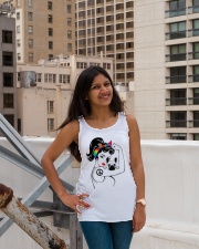 Frenchie With Hippie Woman Ladies Flowy Tank lifestyle-bellaflowy-tank-front-3