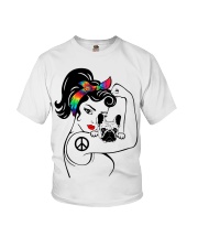 Frenchie With Hippie Woman Youth T-Shirt thumbnail