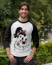 Frenchie With Hippie Woman Baseball Tee apparel-baseball-tee-lifestyle05