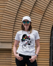 Frenchie With Hippie Woman Ladies T-Shirt lifestyle-women-crewneck-front-4