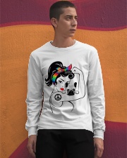 Frenchie With Hippie Woman Long Sleeve Tee apparel-long-sleeve-tee-lifestyle-04