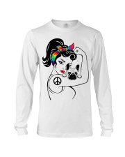 Frenchie With Hippie Woman Long Sleeve Tee thumbnail