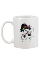 Frenchie With Hippie Woman Mug back