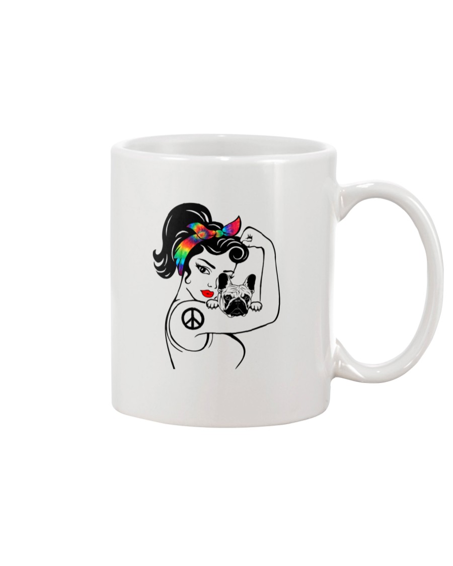 Frenchie With Hippie Woman Mug