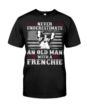 Old Man With French Bulldog American Flag Shirt Classic T-Shirt front