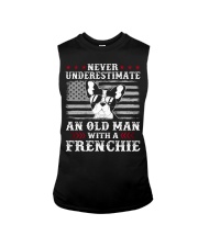 Old Man With French Bulldog American Flag Shirt Sleeveless Tee thumbnail
