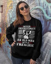 Old Man With French Bulldog American Flag Shirt Crewneck Sweatshirt lifestyle-unisex-sweatshirt-front-3