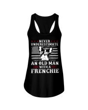 Old Man With French Bulldog American Flag Shirt Ladies Flowy Tank thumbnail