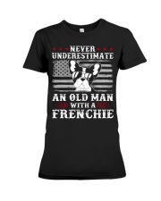 Old Man With French Bulldog American Flag Shirt Premium Fit Ladies Tee thumbnail