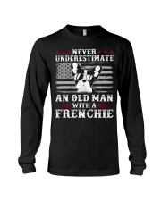 Old Man With French Bulldog American Flag Shirt Long Sleeve Tee thumbnail