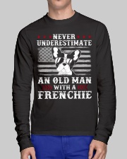 Old Man With French Bulldog American Flag Shirt Long Sleeve Tee lifestyle-unisex-longsleeve-front-1