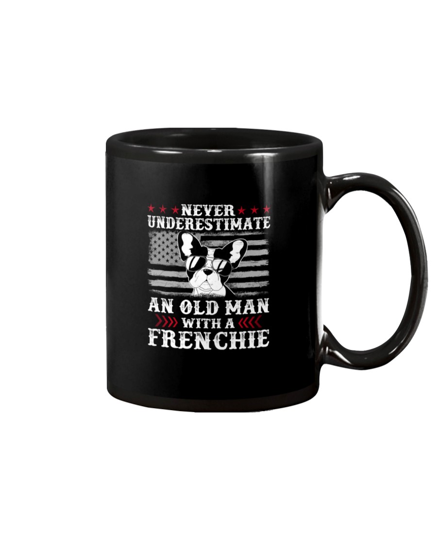 Old Man With French Bulldog American Flag Shirt Mug