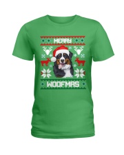 Merry Woofmas Bernese Mountain Dog Ladies T-Shirt thumbnail