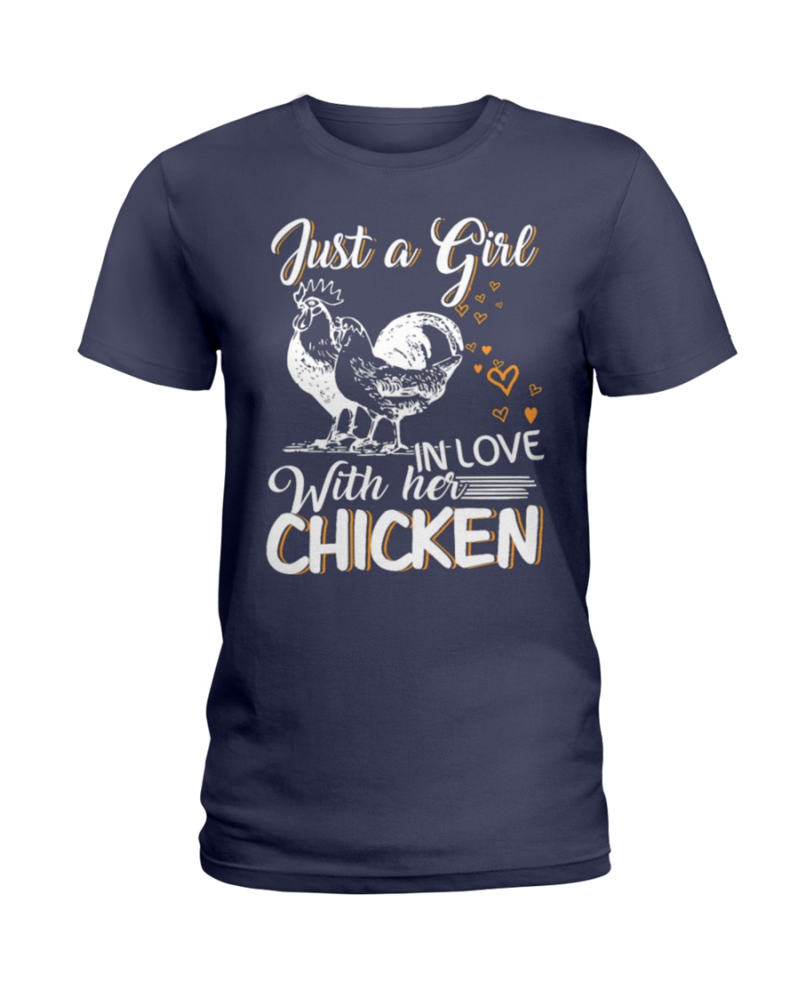 A Girl In Love With Her Chicken Ladies T-Shirt